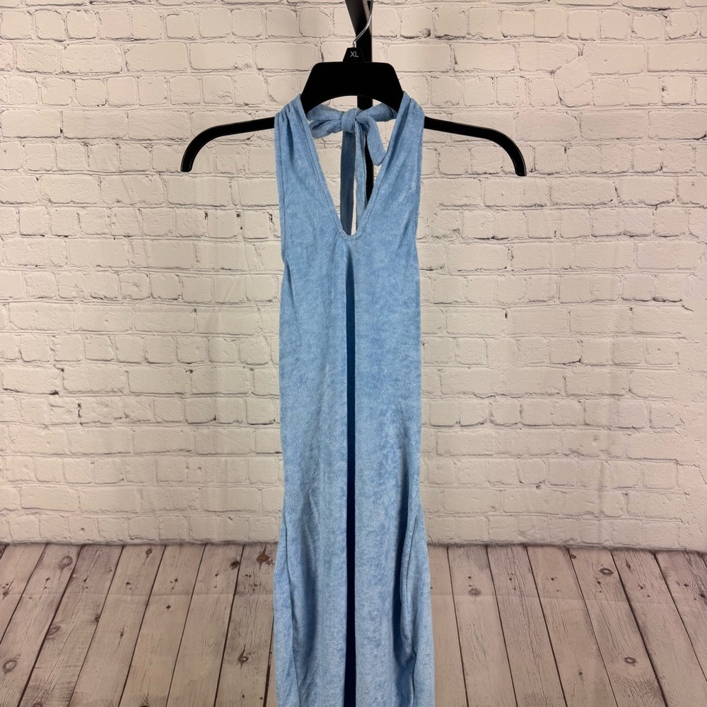Neena Swim Oh Polly Blue Halter Beach Swim Dress Coverup Size Medium